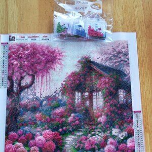 Finished Diamond Art Painting PP358 Rose Flowers Around House(31)